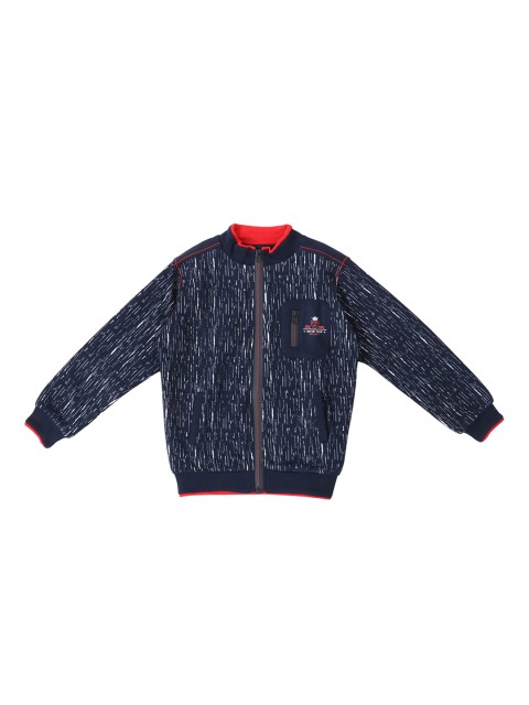 

Lil Tomatoes Boys Navy Blue Printed Lightweight Bomber Jacket