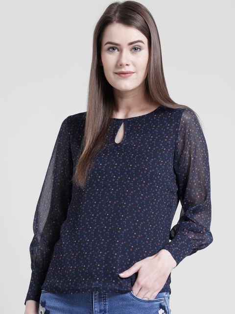 

Yaadleen Women Navy Blue Printed Top