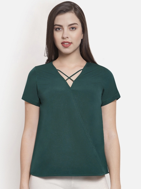 

Martini Women Green Solid Wrap Top