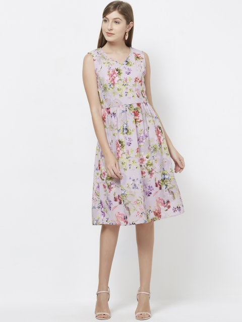 

109F Women Off-White Floral Printed Fit and Flare Dress
