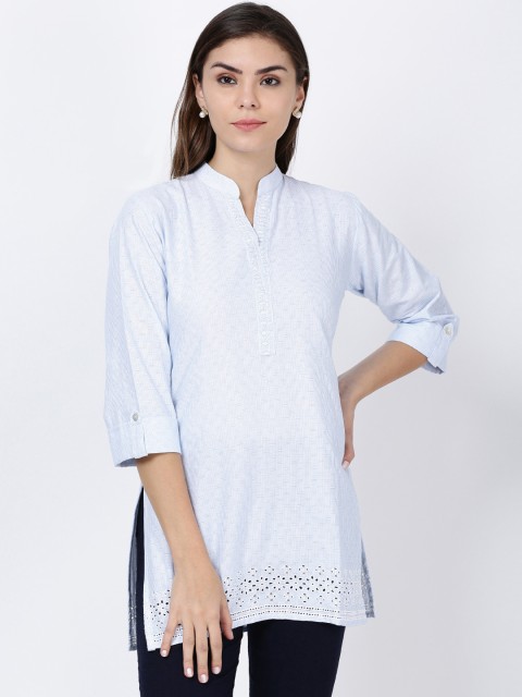 

Soch Women White & Blue Printed Top