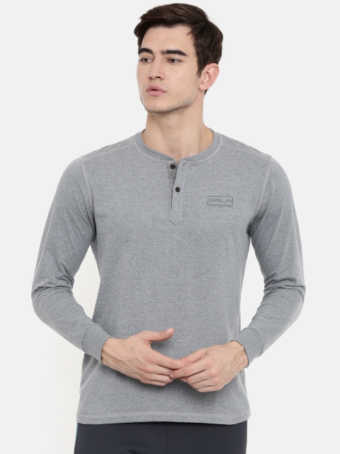 

Proline Men Grey Melange Solid Henley Neck T-shirt
