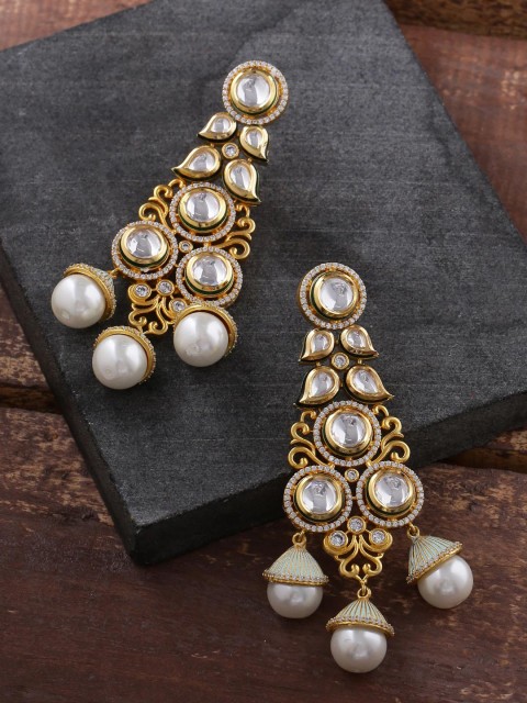

Tistabene Gold-Plated & White Classic Drop Earrings