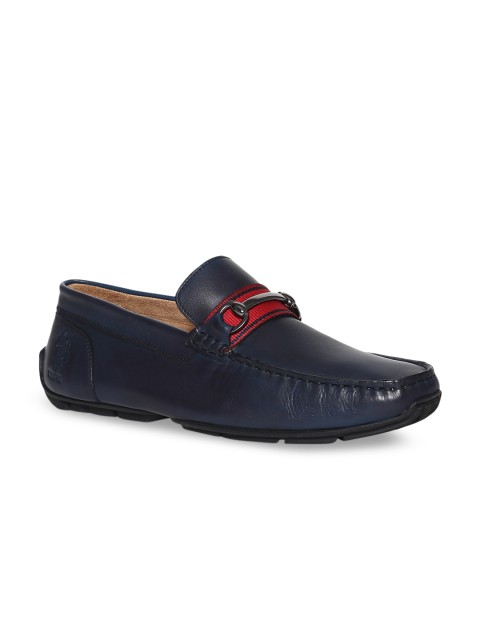 

U.S. Polo Assn. Men Navy Blue Leather Driving Shoes