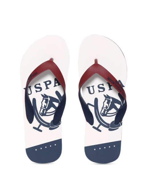 

U.S. Polo Assn. Men White Printed Thong Flip-Flops