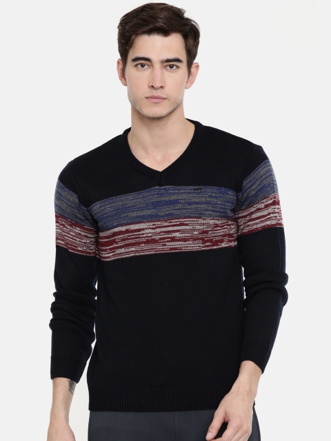 

Proline Men Navy Blue & Grey Colourblocked Pullover Sweater