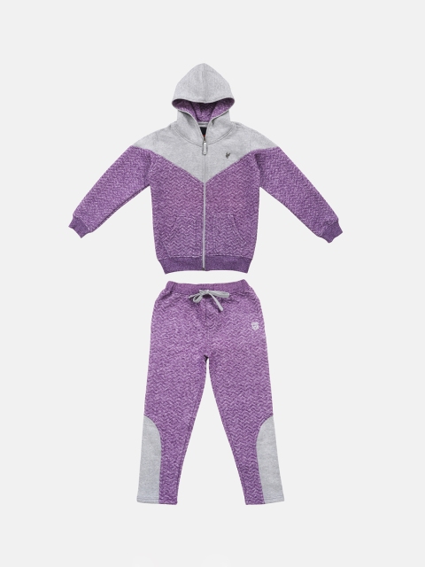 

Lil Tomatoes Boys Purple & Grey Self-Design Tracksuit