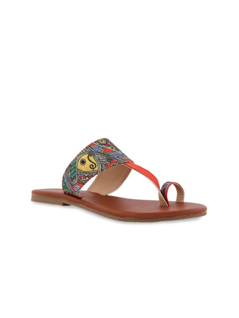 

Kanvas Women Multicoloured Printed One Toe Flats, Multi