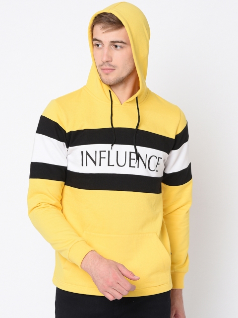 

Rigo Men Yellow & Black Printed Hooded Sweatshirt