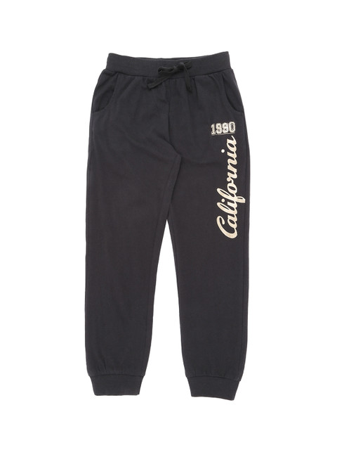 

Pantaloons Junior Girls Black Solid Pure Cotton Straight-Fit Joggers
