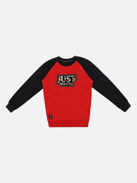 Lil Tomatoes Boys Red & Black Printed Sweatshirt