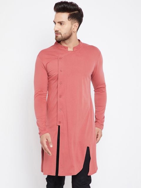 

Hypernation Men Rust Red Solid Straight Kurta