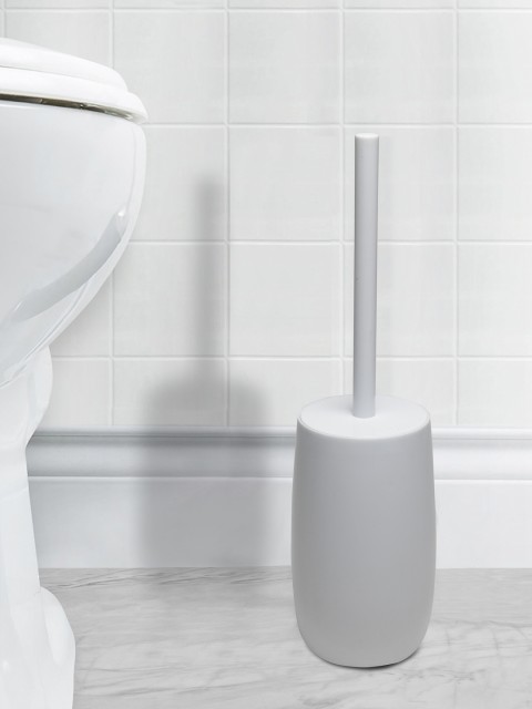 

OBSESSIONS Off-White Toilet Brush Holder With Metal Finish