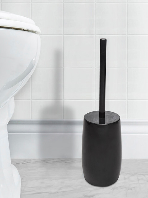 

OBSESSIONS Black Toilet Brush Holder With Metal Finish