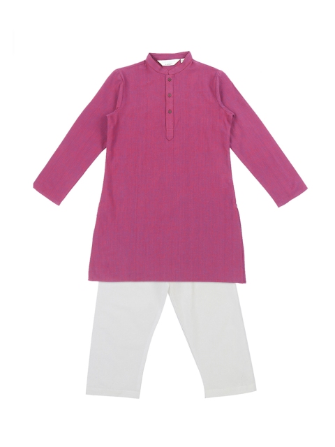 

Pantaloons Junior Boys Purple & White Solid Kurta with Pyjamas