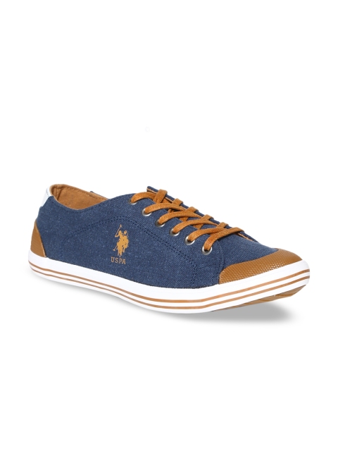 

U.S. Polo Assn. Men Blue & Brown Colourblocked Sneakers