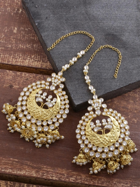 

Tistabene Gold-Plated & White Circular Drop Earrings