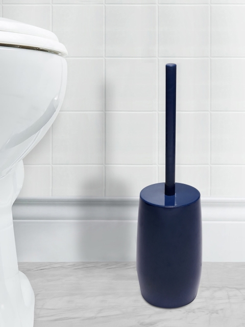 

OBSESSIONS Navy Blue Toilet Brush Holder With Metal Finish
