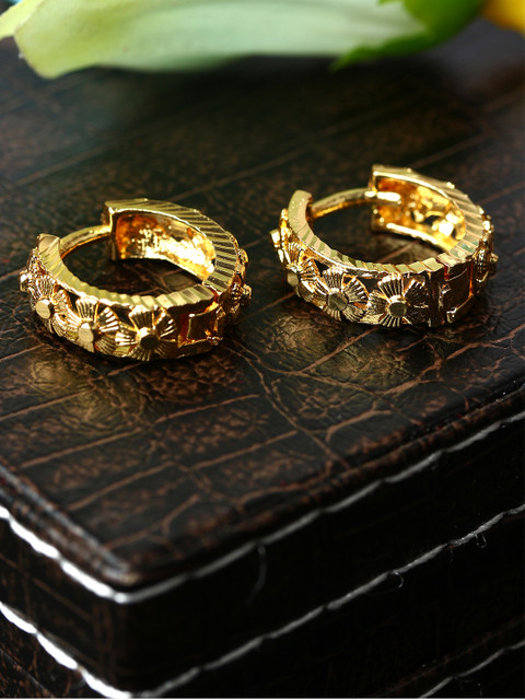 

ANIKAS CREATION Gold-Plated Antique Circular Hoop Earrings
