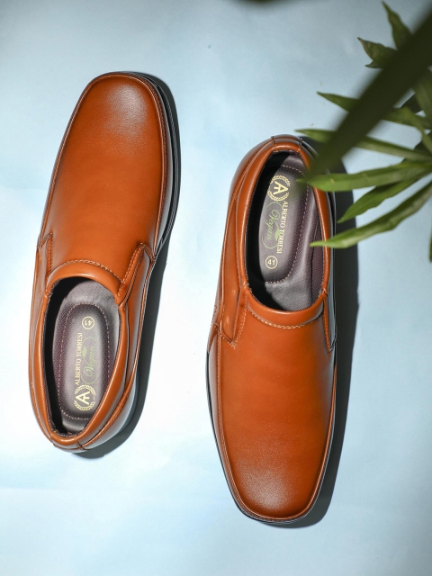 

Alberto Torresi Men Brown Solid Semi-Formal Slip-On Shoes, Tan