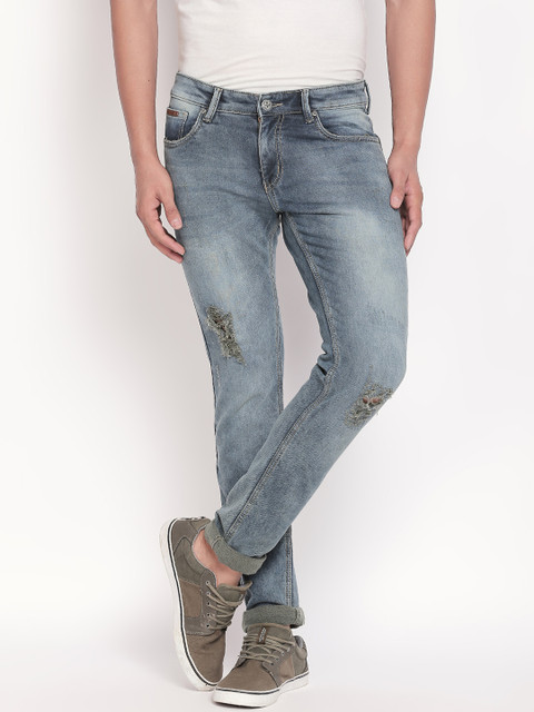 

BOLTS and BARRELS Men Blue Slim Fit Mid-Rise Mildly Distressed Stretchable Jeans
