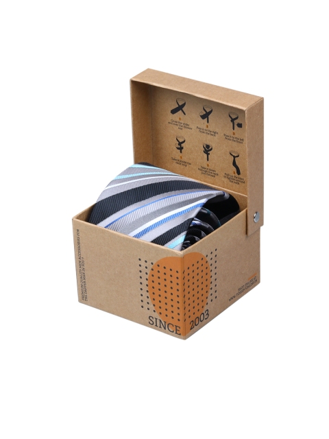 

Tossido Black & White Woven Design Broad Tie