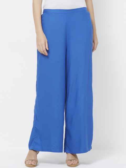 

Fusion Beats Women Blue Solid Flared Palazzos