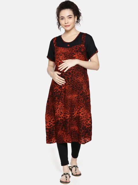 

GOLDSTROMS Women Red Printed Nursing Maternity Kurta