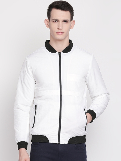 

SF JEANS by Pantaloons Men White Solid Bomber Jacket