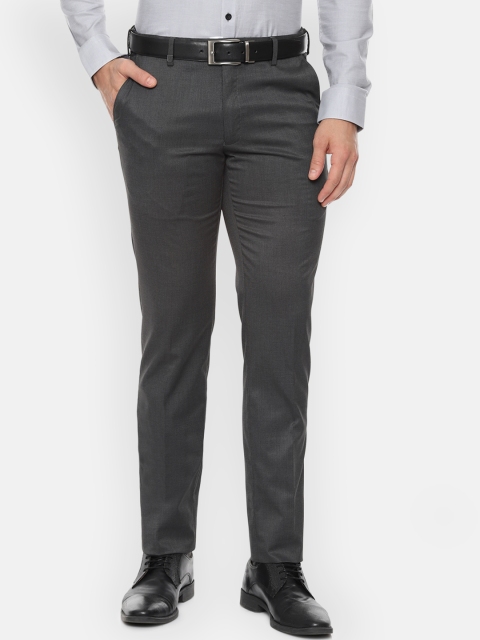

Van Heusen Men Grey Slim Fit Self Design Formal Trousers