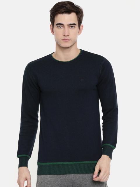 

Proline Men Green & Navy Blue Solid Pullover Sweater