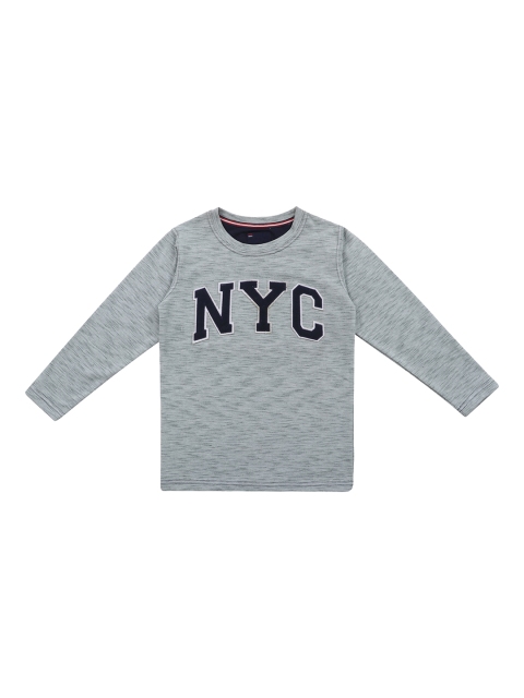 

Lil Tomatoes Boys Grey & Navy Blue Printed Sweatshirt