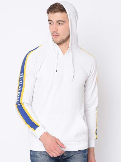 

Rigo Men White Solid Hooded Sweatshirt