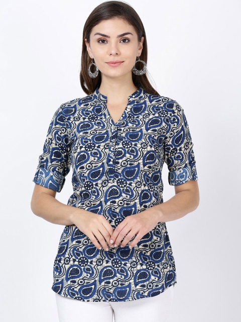 

Soch Women Blue & White Printed Tunic