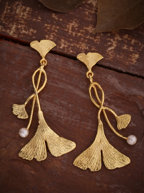 

Voylla Gold-Plated Contemporary Drop Earrings