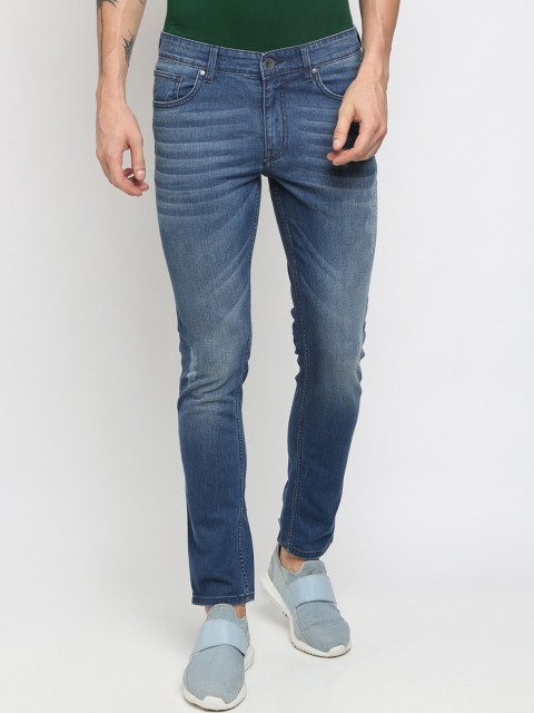 

Breakbounce Men Blue Slim Fit Mid-Rise Low Distress Stretchable Jeans