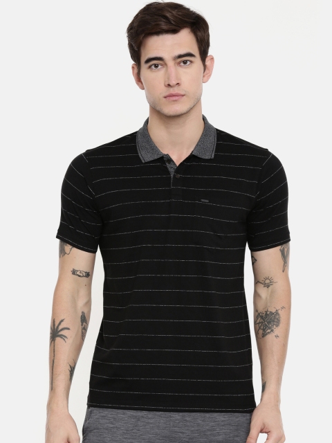 

Proline Men Black Striped Polo Collar T-shirt