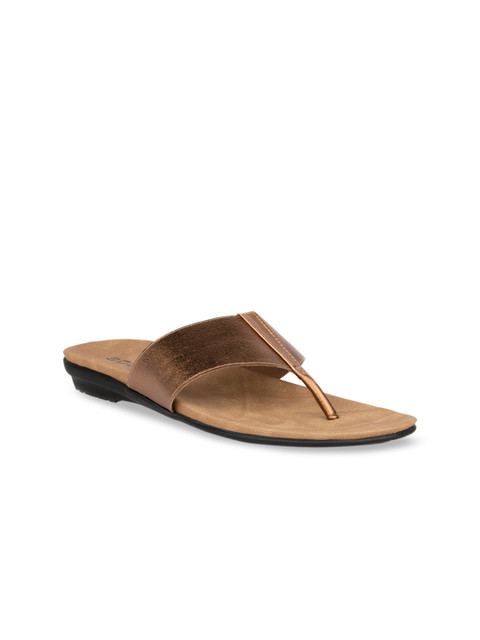 

SOLES Women Bronze-Toned Solid Open Toe Flats