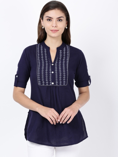 

Soch Women Navy Blue Printed Tunic