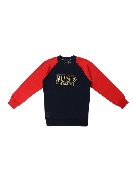 

Lil Tomatoes Boys Navy Blue & Red Printed Sweatshirt