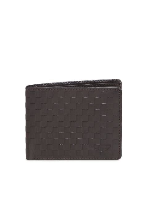 

Red Tape Men Brown Self Design Two Fold Leather Wallet