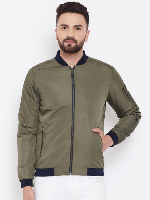 

Spirit Men Olive Green Solid Padded Jacket