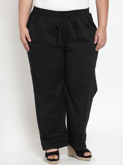 

plusS Women Black Solid Straight Palazzos