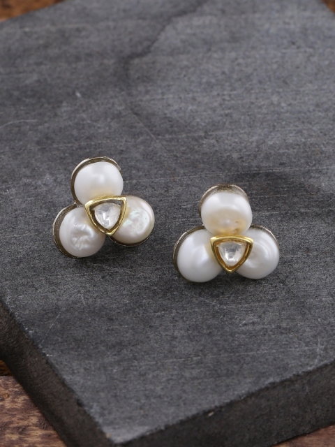 

Tistabene White & Gold-Plated Floral Studs