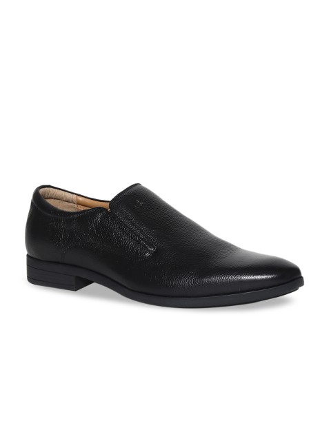 

Arrow Men Black Textured Leather Formal Slip-Ons