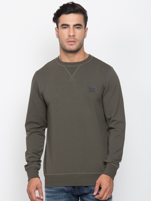 

Antony Morato Men Olive Green Solid Sweatshirt