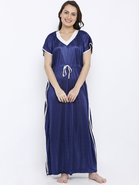 

Pretty Awesome Navy Blue Solid Nightdress