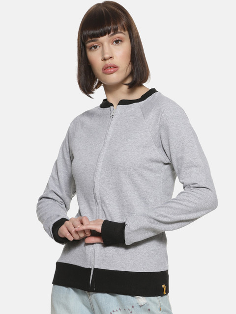 

Campus Sutra Women Grey & Black Solid Sweatshirt