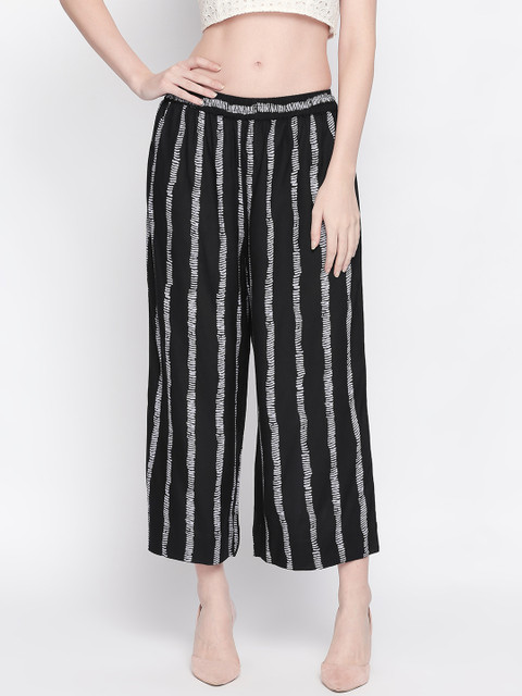 

RANGMANCH BY PANTALOONS Women Black & White Regular Fit Printed Culottes