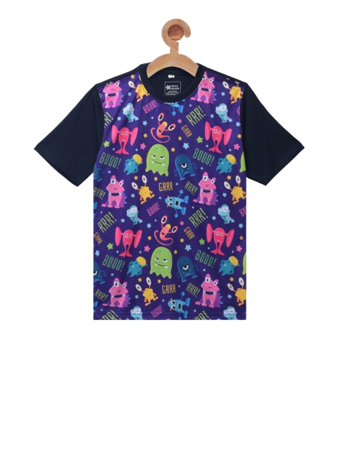 

Circle Square Unisex Navy Blue Printed Round Neck T-shirt